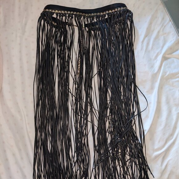 Black fringe waist belt - Picture 2 of 3
